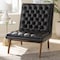 Baxton Studio Annetha Black Upholstered Walnut Finished Wood Lounge Chair 144-7933 - alternate 4